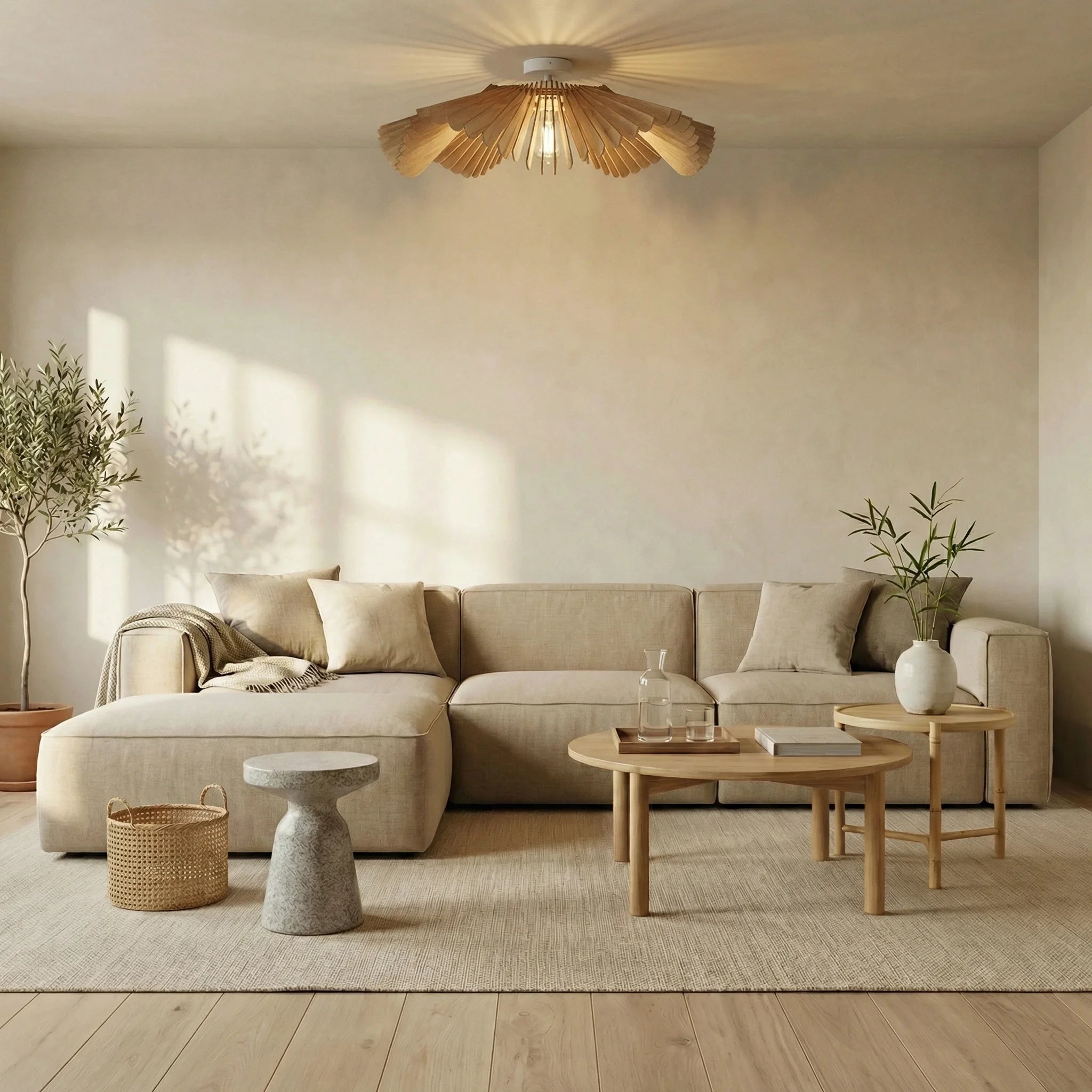 Rose teinté Chêne | Plafonnier