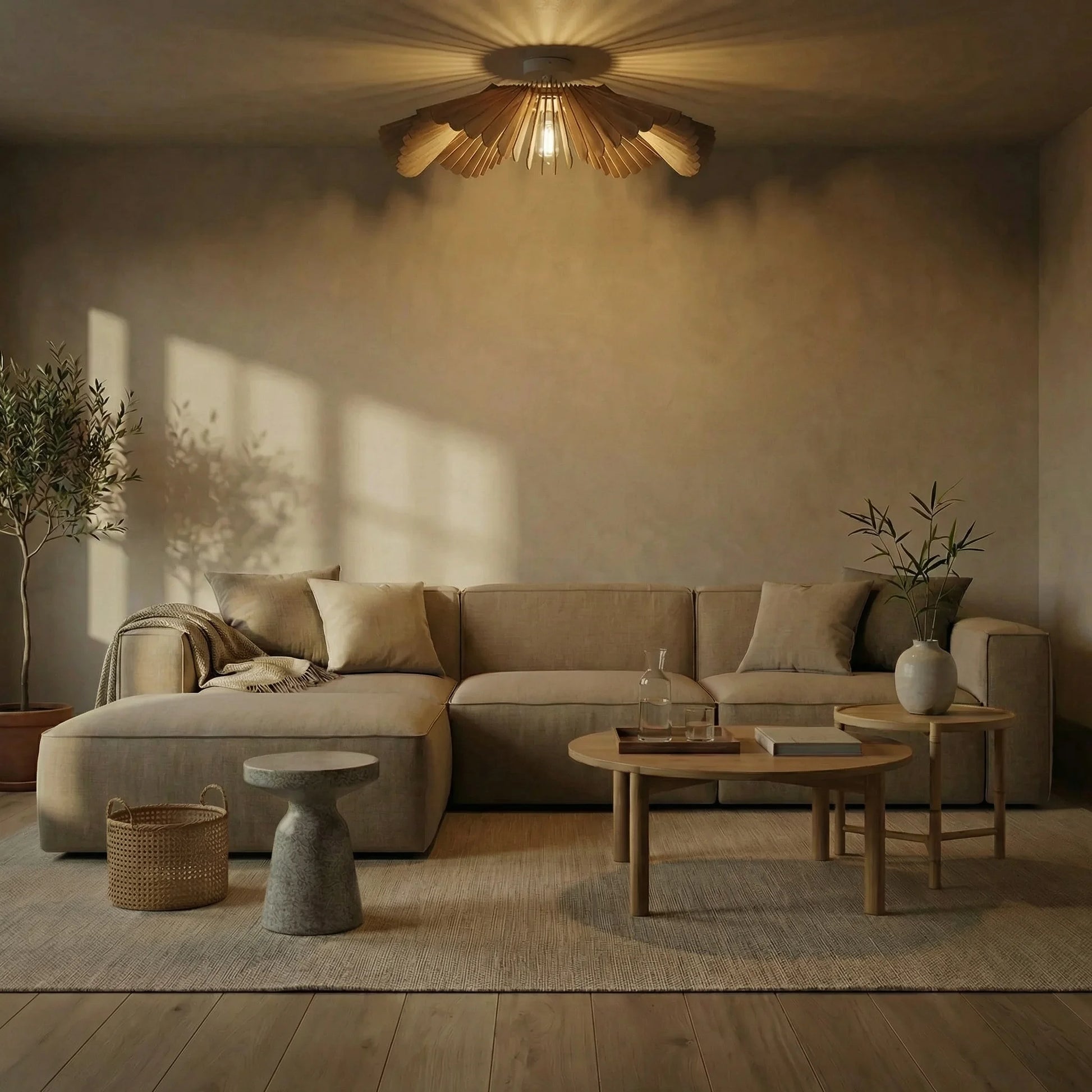 Rose teinté Chêne | Plafonnier