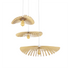 3 Design-Leuchten aus Holz weißer Hintergrund 