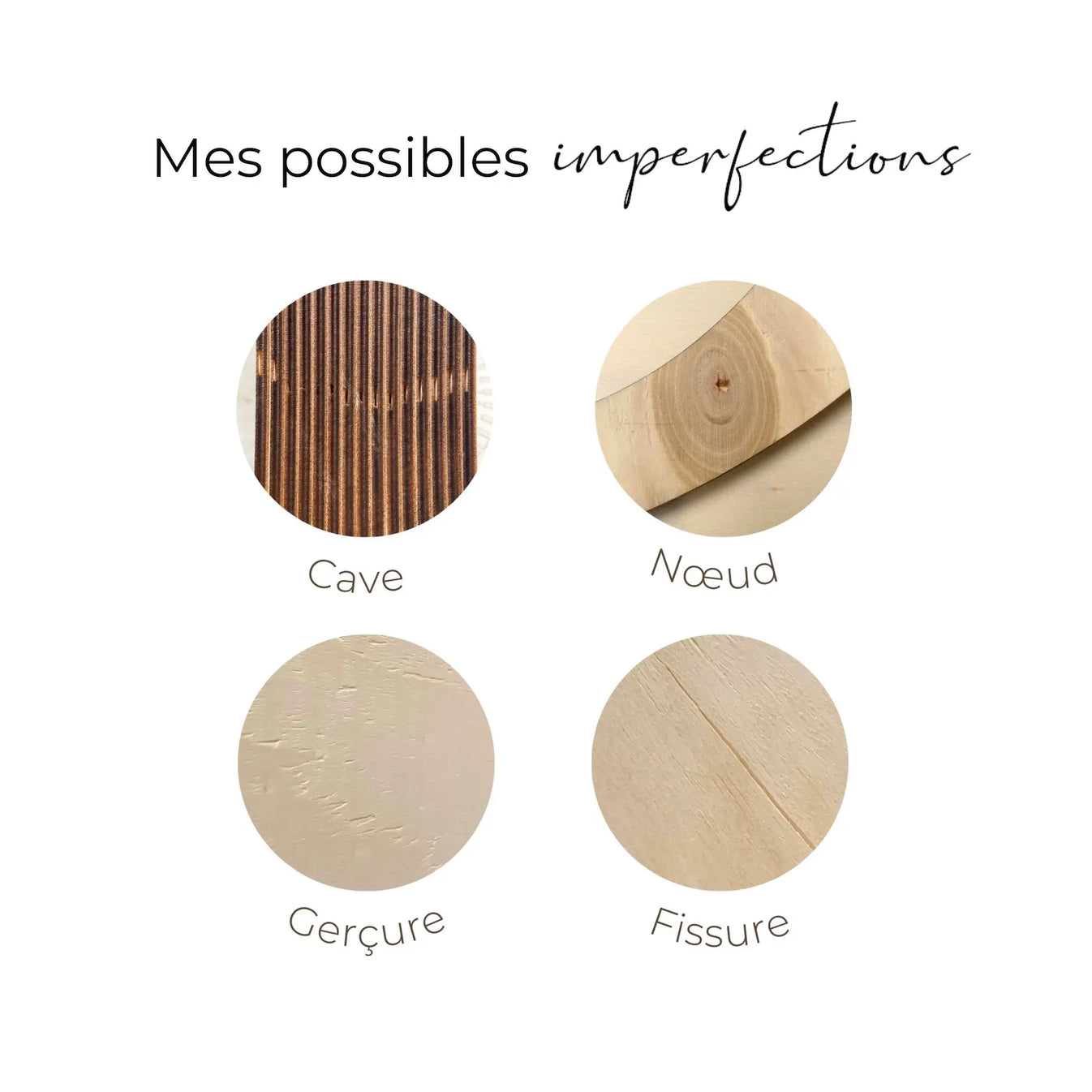 Détail d'une légère imperfection du bois