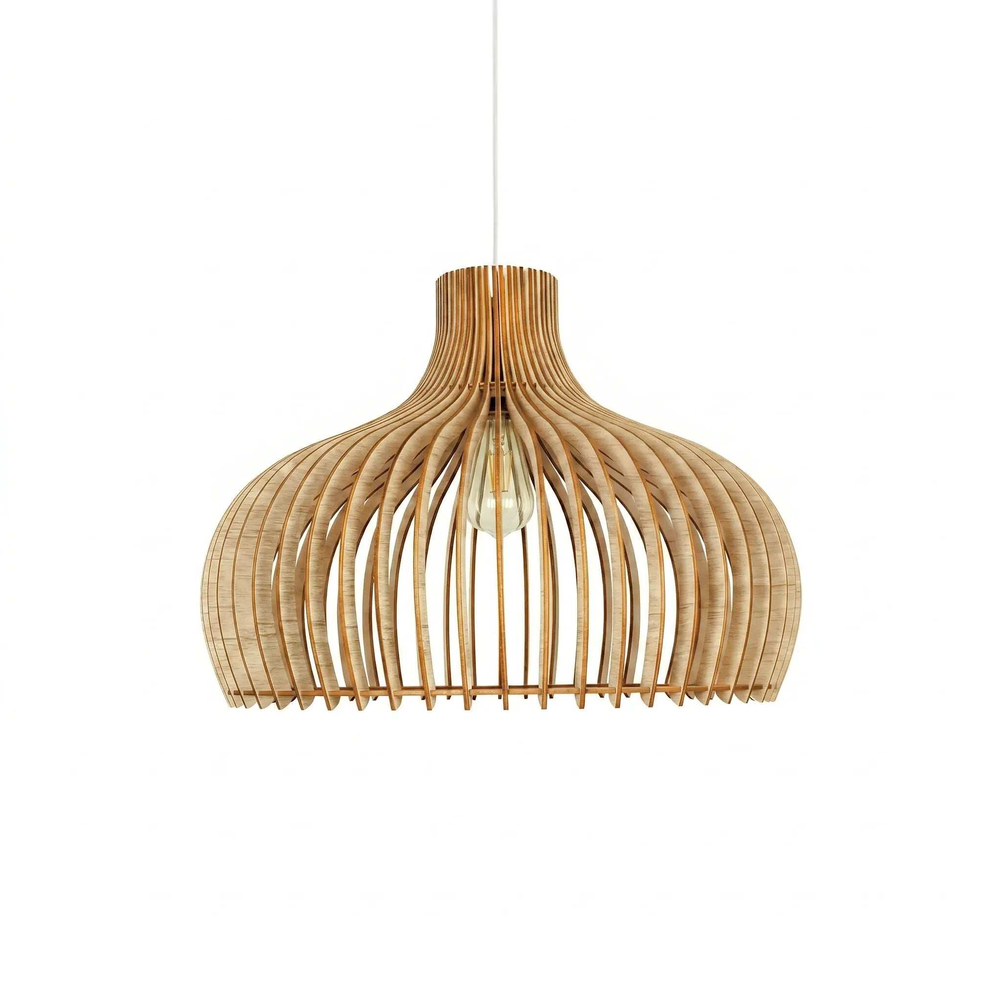 Suspension Léon teinté chêne, design aux pales fines – Atelier Loupiote